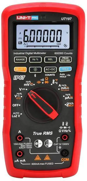 UNI-T UT197 Multimeter 600000 Count Industrial multimeter 5 and a Half Digit True RMS Meter 1000V 10A multímetro Anti-EMC interferenceTester (UT197) UNI-T UT197 Multimeter 600000 Count Industrial multimeter 5 and a Half Digit True RMS Meter 1000V 10A multímetro Anti-EMC interferenceTester (UT197)