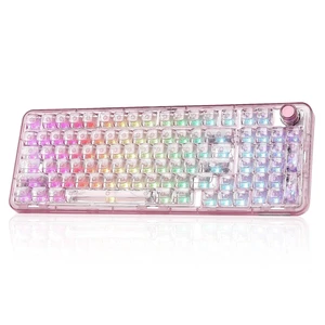 YUNZII X98 Clear Wireless Mechanical Keyboard with Knob (Pink, Snow Switch) YUNZII X98 Clear Wireless Mechanical Keyboard with Knob (Pink, Snow Switch)