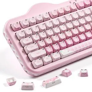 Cute Cat 113 Keys PBT/PC Shine Through Keycaps (Pink, Mao Profile) Cute Cat 113 Keys PBT/PC Shine Through Keycaps (Pink, Mao Profile)