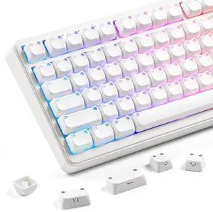 Cute Cat 113 Keys PBT/PC Shine Through Keycaps (White, Mao Profile) Cute Cat 113 Keys PBT/PC Shine Through Keycaps (White, Mao Profile)
