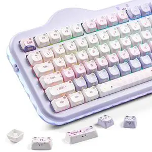 Cute Cat 113 Keys PBT/PC Shine Through Keycaps (Purple, Mao Profile) Cute Cat 113 Keys PBT/PC Shine Through Keycaps (Purple, Mao Profile)