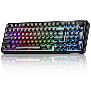 YUNZII X98 Wireless Mechanical Gaming Keyboard,QMK/VIA,Tri-Mode BT5.0/USB-C/2.4GHz Gasket Mount Hot Swappable Keyboard with Knob,Liner Switches RGB Backlit for Win/Mac (Black, Snow Switch) YUNZII X98 Wireless Mechanical Gaming Keyboard,QMK/VIA,Tri-Mode BT5.0/USB-C/2.4GHz Gasket Mount Hot Swappable Keyboard with Knob,Liner Switches RGB Backlit for Win/Mac (Black, Snow Switch)