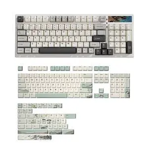YZ98 Gasket Mechanical 99 Key Hot Swappable Keyboard(Milk Switch, White), Spring Tea Dye Sub PBT Keycaps(Cherry Profile, Spring Tea) YZ98 Gasket Mechanical 99 Key Hot Swappable Keyboard(Milk Switch, White), Spring Tea Dye Sub PBT Keycaps(Cherry Profile, Spring Tea)