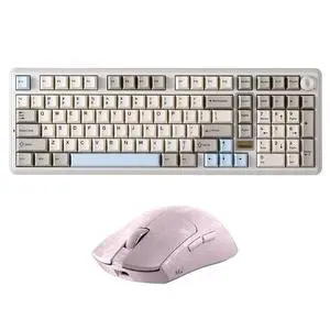 YUNZII B98 PRO Wireless Mechanical Keyboard (Beige, Milk Switch), M2 Dual 8K Wireless Gaming Mouse (Pink) YUNZII B98 PRO Wireless Mechanical Keyboard (Beige, Milk Switch), M2 Dual 8K Wireless Gaming Mouse (Pink)