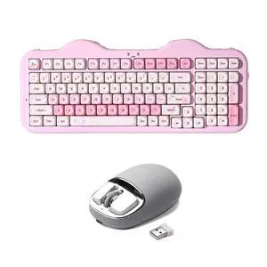 YUNZII C98 Wireless Mechanical Keyboard (Pink, Milk V2 Linear Switch), YUNZll C1 Silicone Wireless Mouse (Gray Silver) YUNZII C98 Wireless Mechanical Keyboard (Pink, Milk V2 Linear Switch), YUNZll C1 Silicone Wireless Mouse (Gray Silver)