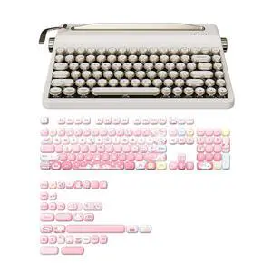 QL75 Wireless Typewriter Retro Mechanical Keyboard (White, Onyx Switch), MOG Dye Sub PBT Keycaps(Pink Ice Cream) QL75 Wireless Typewriter Retro Mechanical Keyboard (White, Onyx Switch), MOG Dye Sub PBT Keycaps(Pink Ice Cream)