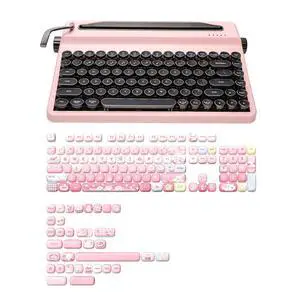 QL75 Wireless Typewriter Retro Mechanical Keyboard(Pink, Cocoa Cream V2 Switch), MOG Dye Sub PBT Keycaps(Pink Ice Cream) QL75 Wireless Typewriter Retro Mechanical Keyboard(Pink, Cocoa Cream V2 Switch), MOG Dye Sub PBT Keycaps(Pink Ice Cream)
