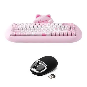 YUNZII C68 Wireless Mechanical Keyboard(Pink, Milk Switch), YUNZll C1 Silicone Wireless Mouse(Black Silver) YUNZII C68 Wireless Mechanical Keyboard(Pink, Milk Switch), YUNZll C1 Silicone Wireless Mouse(Black Silver)