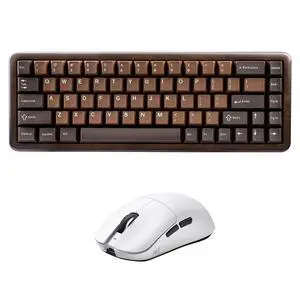 WOOD68 Wireless Mechanical Keyboard (Wood, Candy Switch), YUNZll M1 Wireless Mouse (White) WOOD68 Wireless Mechanical Keyboard (Wood, Candy Switch), YUNZll M1 Wireless Mouse (White)