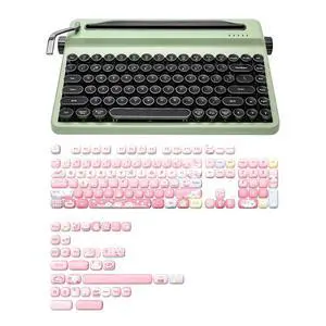 QL75 Wireless Typewriter Retro Mechanical Keyboard(Green, Cocoa Cream V2 Switch), MOG Dye Sub PBT Keycaps(Pink Ice Cream) QL75 Wireless Typewriter Retro Mechanical Keyboard(Green, Cocoa Cream V2 Switch), MOG Dye Sub PBT Keycaps(Pink Ice Cream)