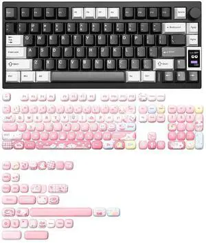 AL80 Wireless Mechanical Keyboard(Black, Cocoa Cream V2 Switch), MOG Dye Sub PBT Keycaps(Pink Ice Cream) AL80 Wireless Mechanical Keyboard(Black, Cocoa Cream V2 Switch), MOG Dye Sub PBT Keycaps(Pink Ice Cream)
