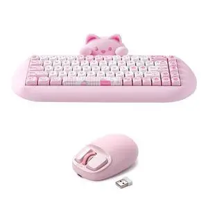 YUNZII C68 Wireless Mechanical Keyboard(Pink, Milk Switch), YUNZll C1 Silicone Wireless Mouse(Pink) YUNZII C68 Wireless Mechanical Keyboard(Pink, Milk Switch), YUNZll C1 Silicone Wireless Mouse(Pink)