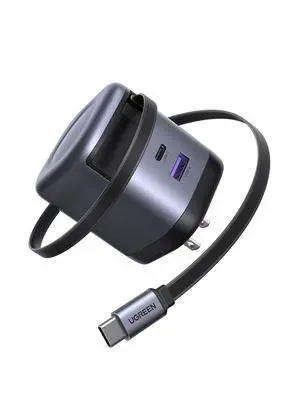 UGREEN Nexode 65W GaN USB C Retractable Charger with Built-in Cable, 2-Port Fast Charging Wall Adapter for iPhone 17/16/15, Galaxy S26/S25/S24, Pixel 10/9/8, MacBook Pro/Air/Neo, iPad, AirPods UGREEN Nexode 65W GaN USB C Retractable Charger with Built-in Cable, 2-Port Fast Charging Wall Adapter for iPhone 17/16/15, Galaxy S26/S25/S24, Pixel 10/9/8, MacBook Pro/Air/Neo, iPad, AirPods