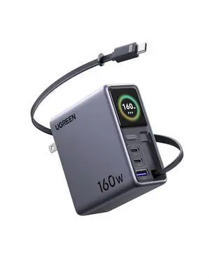 UGREEN Nexode Pro 160W Charger with Retractable Cable, Smart Display & APP Control, 4-Port GaN Fast USB C Wall Block, Type-C Charging Compatible for MacBook Pro/Air, iPhone 17/16 Series, iPad, Galaxy UGREEN Nexode Pro 160W Charger with Retractable Cable, Smart Display & APP Control, 4-Port GaN Fast USB C Wall Block, Type-C Charging Compatible for MacBook Pro/Air, iPhone 17/16 Series, iPad, Galaxy