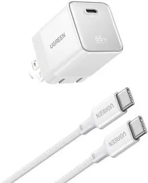 UGREEN Nexode Air 65W USB C GaN Charger Block with 3.3ft Cable, White UGREEN Nexode Air 65W USB C GaN Charger Block with 3.3ft Cable, White
