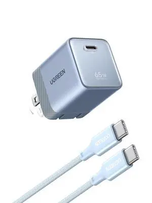 UGREEN Nexode Air 65W USB C GaN Charger Block with 3.3ft Cable, Blue UGREEN Nexode Air 65W USB C GaN Charger Block with 3.3ft Cable, Blue
