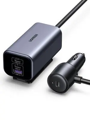 UGREEN 150W 4-Port Retractable Car Charger with Built-in Cable UGREEN 150W 4-Port Retractable Car Charger with Built-in Cable