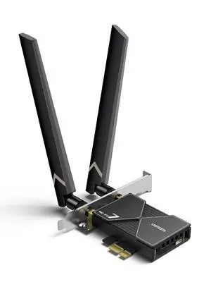 UGREEN WiFi 7 BE6500 PCIe WiFi Card, Bluetooth 5.4, IEEE 802.11ax/be, 6G 2882Mbps/5G 2882Mbps/2.4G 688Mbps Tri Band, MLO Technology, Flexible Dual 6dBi High Gain Antenna, WPA3, Support Windows 11 Only UGREEN WiFi 7 BE6500 PCIe WiFi Card, Bluetooth 5.4, IEEE 802.11ax/be, 6G 2882Mbps/5G 2882Mbps/2.4G 688Mbps Tri Band, MLO Technology, Flexible Dual 6dBi High Gain Antenna, WPA3, Support Windows 11 Only