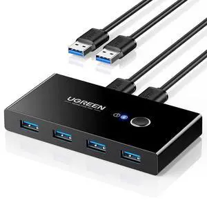 UGREEN USB 3.0 Switch Selector 2 Computers Share 4 USB Ports USB Switcher USB for PC Laptop Keyboard Mouse Printer Scanner One Button Switch Adapter with 2 Pack USB 3.0 Cables UGREEN USB 3.0 Switch Selector 2 Computers Share 4 USB Ports USB Switcher USB for PC Laptop Keyboard Mouse Printer Scanner One Button Switch Adapter with 2 Pack USB 3.0 Cables