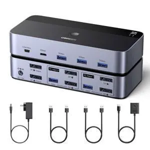 UGREEN 8K@60Hz Displayport KVM Switch 2 Monitors 2 Computers, Aluminum UGREEN 8K@60Hz Displayport KVM Switch 2 Monitors 2 Computers, Aluminum