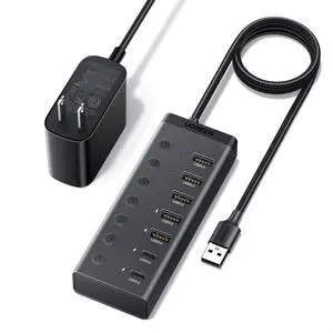 UGREEN 7-in-1 Powered USB 3.0 Hub, 7 Ports, 5xUSB-A and 2xUSB-C, 5Gbps UGREEN 7-in-1 Powered USB 3.0 Hub, 7 Ports, 5xUSB-A and 2xUSB-C, 5Gbps