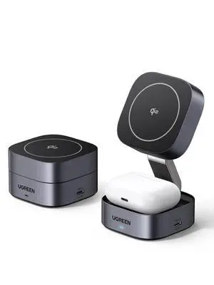 UGREEN MagFlow Qi2 15W 2-in-1 Foldable Wireless Charging Station UGREEN MagFlow Qi2 15W 2-in-1 Foldable Wireless Charging Station