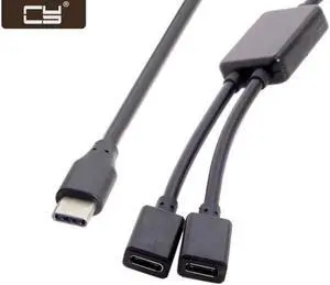 Type-C to Dual Ports USB-C Female Hub Cable For Laptop PC & Mouse & Flash Disk UC-127 Type-C to Dual Ports USB-C Female Hub Cable For Laptop PC & Mouse & Flash Disk UC-127