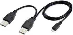 USB 2.0 Two Male to Micro USB 5Pin Male Y Cable 80cm for external Hard Disk Drive USB 2.0 Two Male to Micro USB 5Pin Male Y Cable 80cm for external Hard Disk Drive