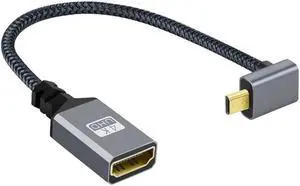 4K Type-D Micro HDMI 1.4 Male 90 Degree Up Angled to HDMI Female Extension Cable for DV MP4 Camera DC Laptop 4K Type-D Micro HDMI 1.4 Male 90 Degree Up Angled to HDMI Female Extension Cable for DV MP4 Camera DC Laptop
