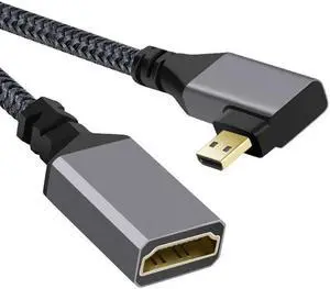 4K Type-D Micro HDMI 1.4 Male 90 Degree Right Angled to HDMI Female Extension Cable for DV MP4 Camera DC Laptop 4K Type-D Micro HDMI 1.4 Male 90 Degree Right Angled to HDMI Female Extension Cable for DV MP4 Camera DC Laptop