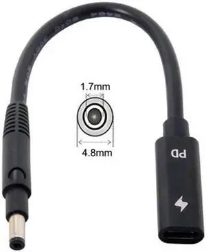 Type C USB-C Female Input to DC 4.8*1.7mm Power PD Charge Cable fit for Laptop 18-20V Type C USB-C Female Input to DC 4.8*1.7mm Power PD Charge Cable fit for Laptop 18-20V