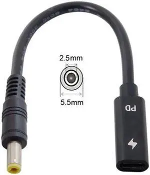 Type C USB-C Female Input to DC 5.5*2.5mm Power PD Charge Cable fit for Laptop 18-20V Type C USB-C Female Input to DC 5.5*2.5mm Power PD Charge Cable fit for Laptop 18-20V