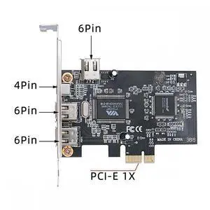 PCI-E 1X 4X 16X to Firewire 400 Capture Card IEEE 1394a PCI Express 4 Ports Card 6Pin and 4Pin IEEE-1394 400Mbps Adapter for Windows Mac Os Linux PCI-E 1X 4X 16X to Firewire 400 Capture Card IEEE 1394a PCI Express 4 Ports Card 6Pin and 4Pin IEEE-1394 400Mbps Adapter for Windows Mac Os Linux