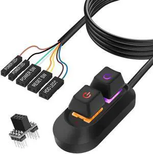 Desktop Computer Power Switch Power Supply Cable, External PC Power Button Extension Cable with ON Off Reset Switch for Computer Motherboard (2M, Black) Desktop Computer Power Switch Power Supply Cable, External PC Power Button Extension Cable with ON Off Reset Switch for Computer Motherboard (2M, Black)