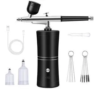 Electric Airbrush Gun Kit with Compressor, Dual-Action Airbrush for Acrylic Paint, Model Painting, Gundam, Nail Art, Tattoo, Craft Spraying Tool Set Electric Airbrush Gun Kit with Compressor, Dual-Action Airbrush for Acrylic Paint, Model Painting, Gundam, Nail Art, Tattoo, Craft Spraying Tool Set