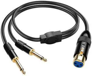 XLR to Dual 1/4 TS Microphone Y Splitter Cable,3-Pin XLR Female to Dual 6.35mm Mono Male Audio Cable for Amplifier Mixer Microphone (1.6FT XLR to Dual 1/4 TS Microphone Y Splitter Cable,3-Pin XLR Female to Dual 6.35mm Mono Male Audio Cable for Amplifier Mixer Microphone (1.6FT