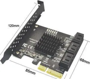 PCIe SATA Card, PCI-E 4X3.0 to 6 Port SATA Card, SATA Controller Expansion Card with Low Profile Bracket, Non-Raid, Boot as System Disk, Support 6 SATA 3.0 Devices PCI-E 4X3.0 PCIe SATA Card, PCI-E 4X3.0 to 6 Port SATA Card, SATA Controller Expansion Card with Low Profile Bracket, Non-Raid, Boot as System Disk, Support 6 SATA 3.0 Devices PCI-E 4X3.0