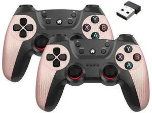 2.4G one-totwo wireless dual-person dual-gamepad gaming controller, suitable for PC/Tv/P3 set-top box, universal controller Rose pink 2.4G one-totwo wireless dual-person dual-gamepad gaming controller, suitable for PC/Tv/P3 set-top box, universal controller Rose pink