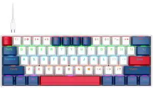 T60 Mechanical Gaming Keyboard - 61 Keys RGB Wired Keyboard with Red Switch, Compact Colorful Keycap Design for PC Gamer White and blue T60 Mechanical Gaming Keyboard - 61 Keys RGB Wired Keyboard with Red Switch, Compact Colorful Keycap Design for PC Gamer White and blue