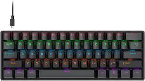 T60 Mechanical Gaming Keyboard - 61 Keys RGB Wired Keyboard with Red Switch, Compact Colorful Keycap Design for PC Gamer T60 Mechanical Gaming Keyboard - 61 Keys RGB Wired Keyboard with Red Switch, Compact Colorful Keycap Design for PC Gamer