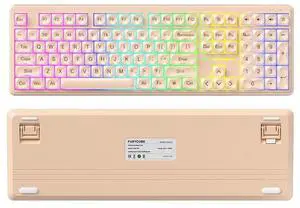 IP108 Tri-Mode Wireless Keyboard - Mechanical Feel Bluetooth Keyboard with Cream Beige Design, RGB Backlit Office Keyboard for PC Laptop IP108 Tri-Mode Wireless Keyboard - Mechanical Feel Bluetooth Keyboard with Cream Beige Design, RGB Backlit Office Keyboard for PC Laptop