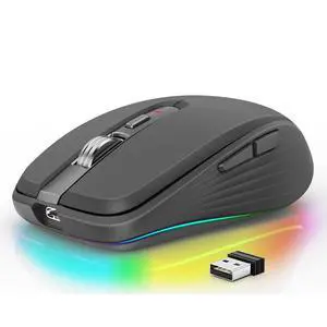 Wireless Mouse, 2.4GHz Bluetooth 5.1 Dual Mode Mouse, Silent Computer Mouse with 2400 DPI Precision, Ergonomic Portable Mouse for Laptop PC Office Wireless Mouse, 2.4GHz Bluetooth 5.1 Dual Mode Mouse, Silent Computer Mouse with 2400 DPI Precision, Ergonomic Portable Mouse for Laptop PC Office