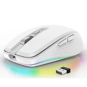 Wireless Mouse, 2.4GHz Bluetooth 5.1 Dual Mode Mouse, Silent Computer Mouse with 2400 DPI Precision, Ergonomic Portable Mouse for Laptop PC Office white Wireless Mouse, 2.4GHz Bluetooth 5.1 Dual Mode Mouse, Silent Computer Mouse with 2400 DPI Precision, Ergonomic Portable Mouse for Laptop PC Office white
