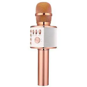 Wireless Bluetooth Karaoke Microphone,3-in-1 Portable Handheld Karaoke Mic Speaker Machine Home Party Birthday for All Smartphones PC(Q37 Rose Gold) Wireless Bluetooth Karaoke Microphone,3-in-1 Portable Handheld Karaoke Mic Speaker Machine Home Party Birthday for All Smartphones PC(Q37 Rose Gold)