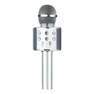 Wireless Karaoke Microphone with Bluetooth Speaker, Portable Condenser Microphone KTV Machine, All-in-One Karaoke Speaker for Kids Family Party Singing (Silver) Wireless Karaoke Microphone with Bluetooth Speaker, Portable Condenser Microphone KTV Machine, All-in-One Karaoke Speaker for Kids Family Party Singing (Silver)