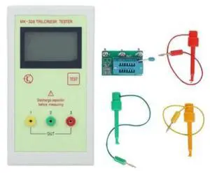 MK-328 Transistor Tester LCR ESR Meter, Handheld Component Analyzer for NPN PNP MOSFET Diode Capacitor Resistor Inductor with LCD Display & Test Leads MK-328 Transistor Tester LCR ESR Meter, Handheld Component Analyzer for NPN PNP MOSFET Diode Capacitor Resistor Inductor with LCD Display & Test Leads