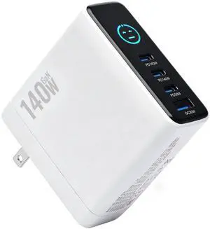 140W GaN Charger with TFT Display, Foldable Plug USB C Power Adapter, 140W Fast Charger with Digital Screen for Laptop, Phone and Tablet Charging(White) 140W GaN Charger with TFT Display, Foldable Plug USB C Power Adapter, 140W Fast Charger with Digital Screen for Laptop, Phone and Tablet Charging(White)