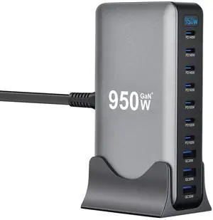 950W GaN PD Charger, 10-Port Multi-Function Power Adapter, High Power Fast Charging Station with USB C PD Ports for Laptop, Phone and Multiple Devices 950W GaN PD Charger, 10-Port Multi-Function Power Adapter, High Power Fast Charging Station with USB C PD Ports for Laptop, Phone and Multiple Devices
