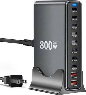 800W USB C Charger,GaN 10 Ports USB Charger,Multiple Plug Fast Charger Laptop Charger,PD Power Adapter Compatible with MacBook Pro/Air/Dell/iPhone/Galaxy/Laptop/Tablet/Mobile 800W USB C Charger,GaN 10 Ports USB Charger,Multiple Plug Fast Charger Laptop Charger,PD Power Adapter Compatible with MacBook Pro/Air/Dell/iPhone/Galaxy/Laptop/Tablet/Mobile