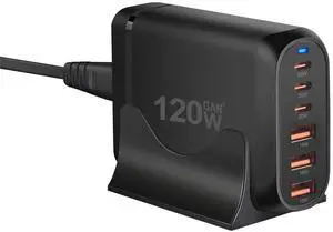 120W GaN Desktop Charging Station with Stand, 6-Port USB-C & USB-A Fast Charger Hub, PD 3.0 Multi-Device Power Adapter for MacBook Pro, iPhone 15/14, iPad, Samsung Galaxy 120W GaN Desktop Charging Station with Stand, 6-Port USB-C & USB-A Fast Charger Hub, PD 3.0 Multi-Device Power Adapter for MacBook Pro, iPhone 15/14, iPad, Samsung Galaxy